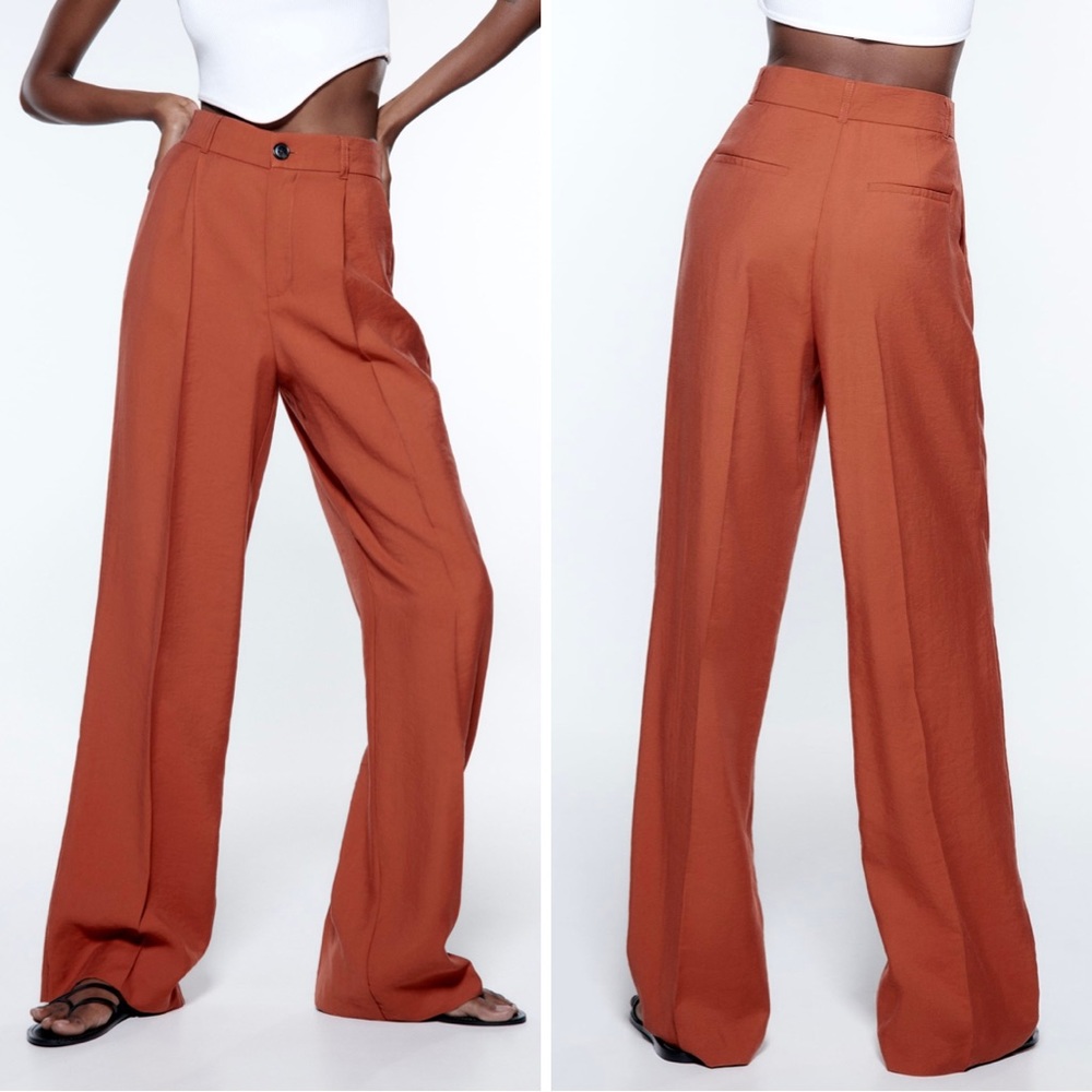 Zara Rust Wide-Leg Trousers